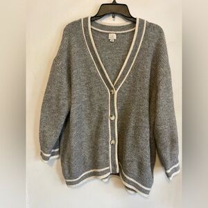 a new day Gray and Cream V-Neck Cardigan